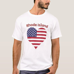 Rhode Island American Flag Heart T-Shirt
