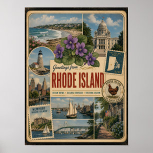 Rhode Island Authentic Vintage Style Poster