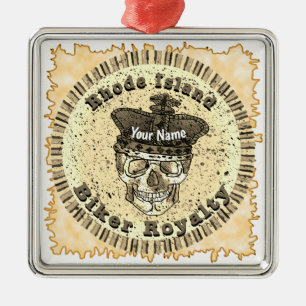 Rhode Island Biker  Metal Ornament