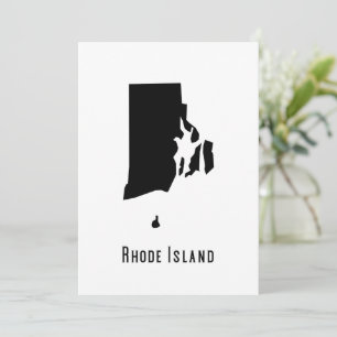 Rhode Island Black and White map Invitation