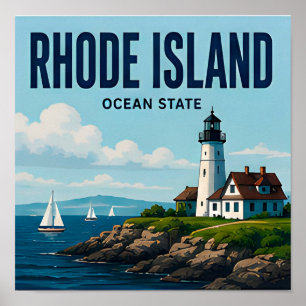 Rhode Island Capitol Harbour Ocean State Poster