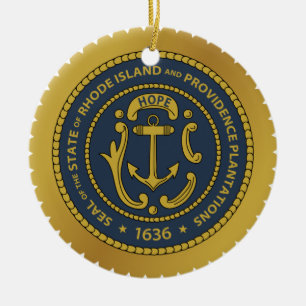 Rhode Island* Ceramic Christmas Ornament