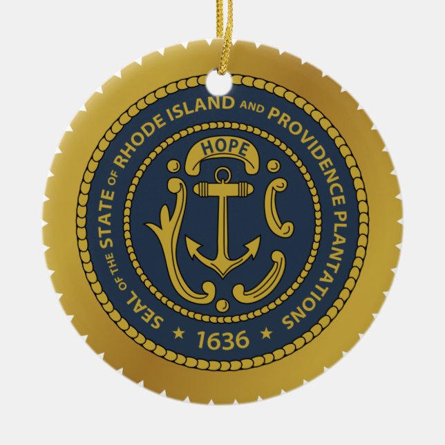 Rhode Island* Ceramic Christmas Ornament (Front)