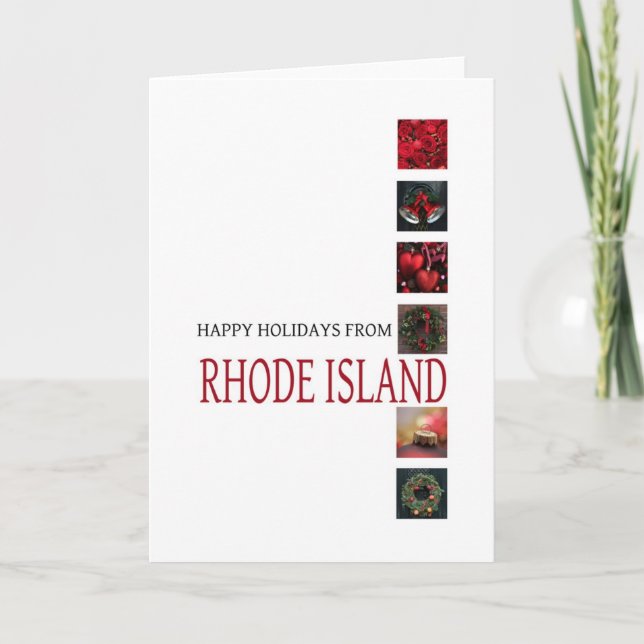Rhode Island Christmas Card with ornaments (Front)