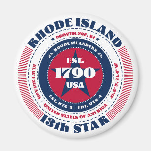 Rhode Island Circle Typography Souvenir Magnet
