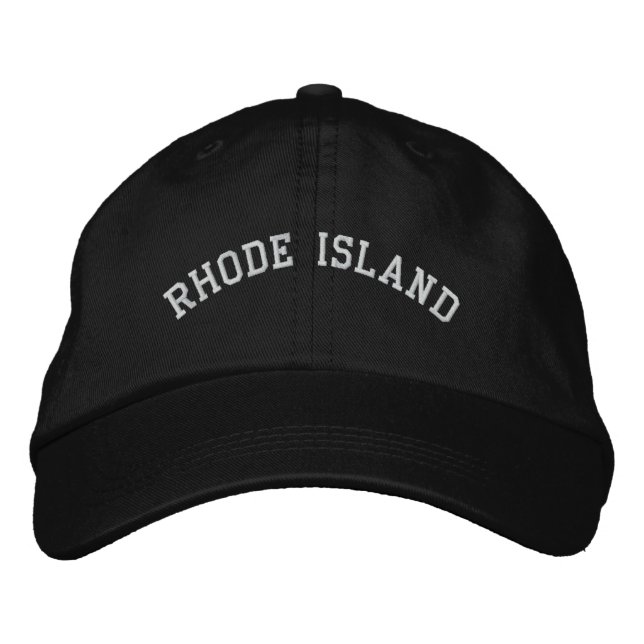 Rhode Island Embroidered Adjustable Cap Black (Front)