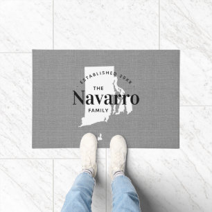 Rhode Island Family Monogram State Doormat