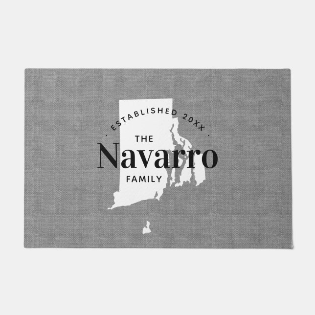 Rhode Island Family Monogram State Doormat (Front)