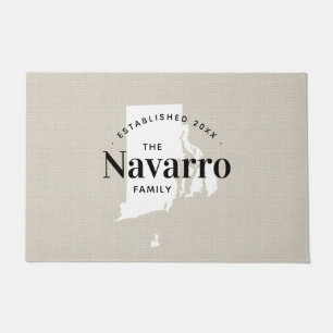 Rhode Island Family Monogram State Doormat