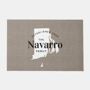 Rhode Island Family Monogram State Doormat