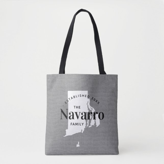 Rhode Island Family Monogram State Tote Bag (Front)