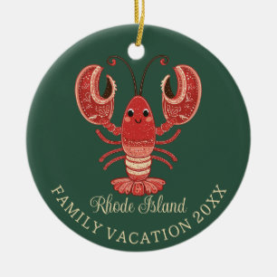 Rhode Island Family Vacation Keepsake Lobster Ceramic Ornament