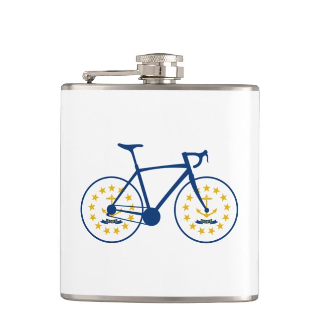 Rhode Island Flag Cycling Hip Flask (Front)