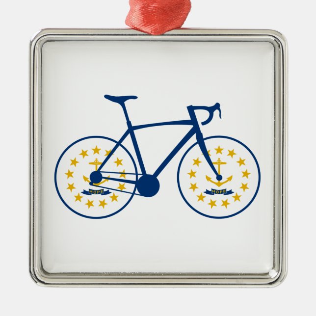 Rhode Island Flag Cycling Metal Ornament (Front)