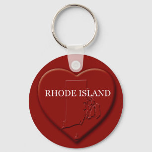 Rhode Island Heart Map Keychain