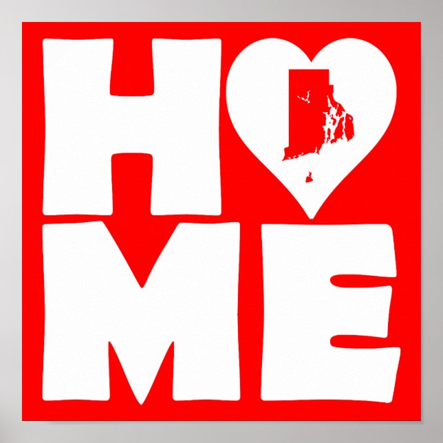 Rhode Island Home Heart State Poster Sign (Front)