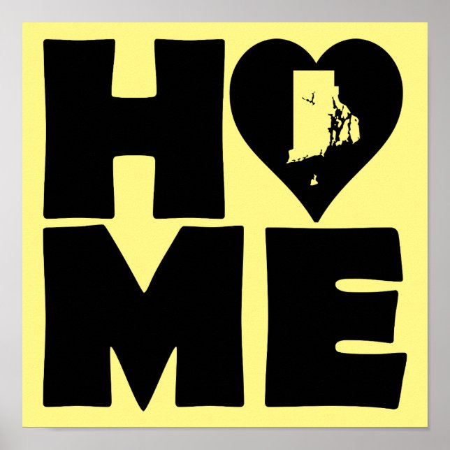 Rhode Island Home Heart State Poster Sign (Front)