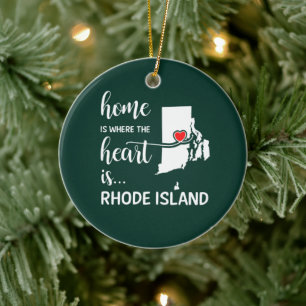 Rhode Island home is where the heart is Ceramic Ornament