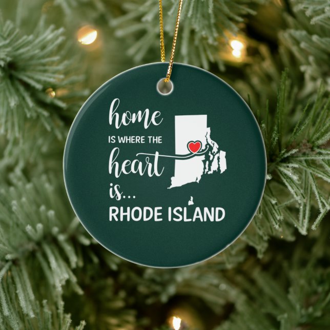 Rhode Island home is where the heart is Ceramic Ornament (Tree)