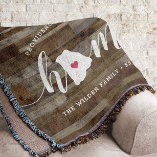 Rhode Island Home State Personalized Wood Look Throw Blanket