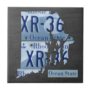 Rhode Island License Plate Map Ceramic Tile