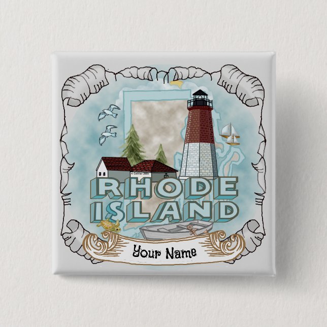 Rhode Island  Lighthouse  15 Cm Square Badge (Front)