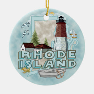 Rhode Island Lighthouse Ceramic Ornament