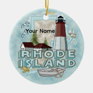 Rhode Island Lighthouse Ceramic Ornament