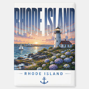 Rhode Island Lighthouse Coastal Ocean Escape Magnet