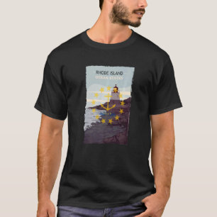 Rhode Island Lighthouse Retro Poster Rhode Island T-Shirt