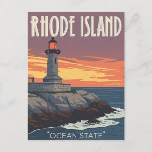 Rhode Island Lighthouse Sunset Postcard