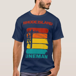 Rhode Island Lineman Sunset Electrician T-Shirt