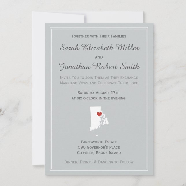 Rhode Island Love - Customisable Wedding Invite (Front)