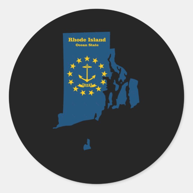 Rhode Island Map Flag Sticker  (Front)