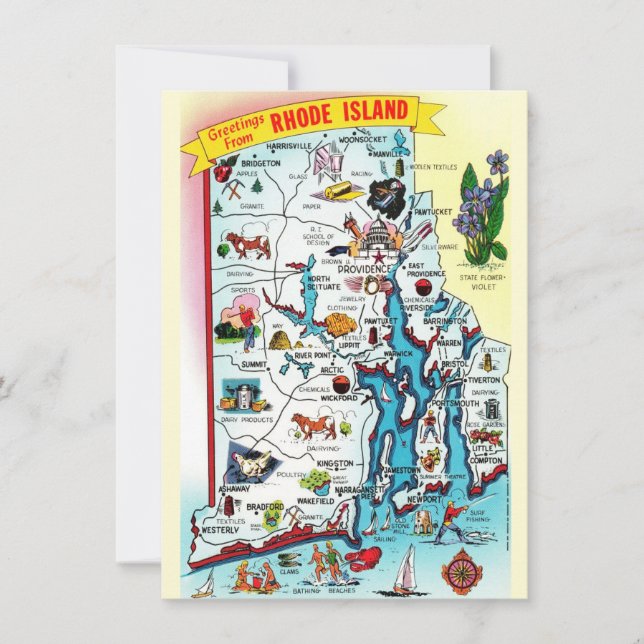 Rhode Island Map Moving Announcement (Front)