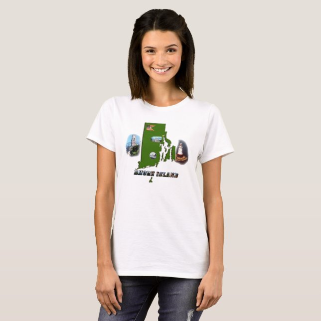 Rhode Island Map, Photos and Text Women's T-Shirt (Front Full)