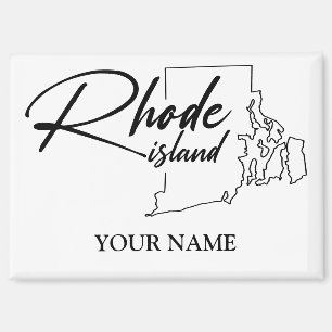 Rhode Island Map Simple Minimalist Souvenir Magnet