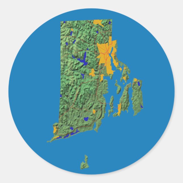 Rhode Island Map Sticker (Front)