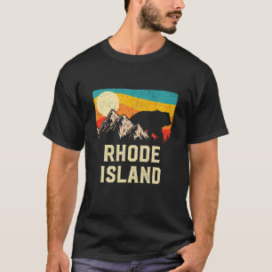 Rhode Island Nature Wild Bear Retro Sunset Hiking T-Shirt