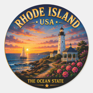 Rhode Island Newport Mansion Views 🟡 Classic Round Sticker