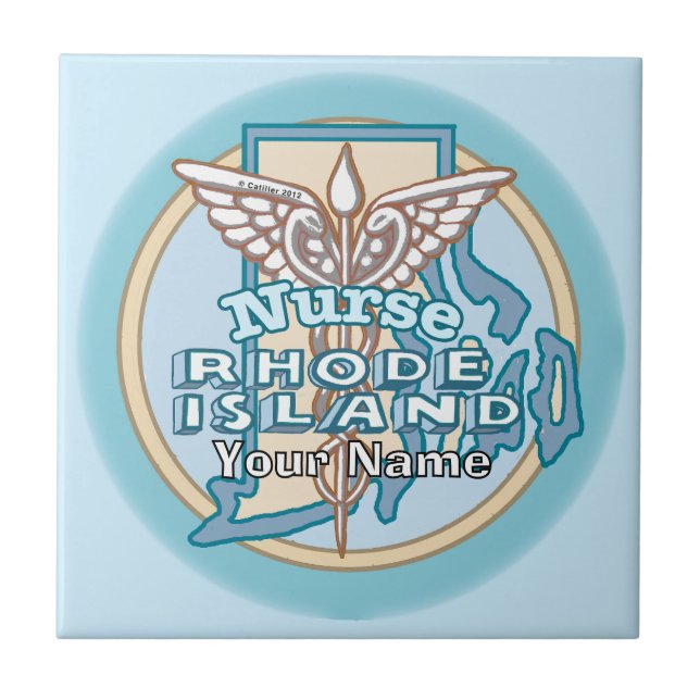 Rhode Island Nurse Caduceus Tile (Front)