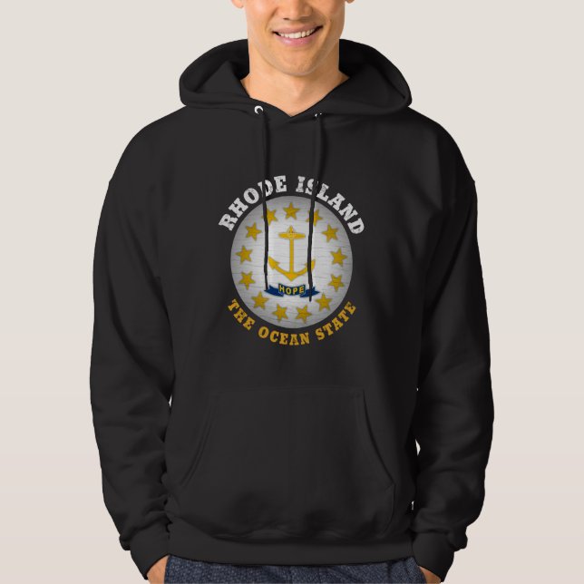 RHODE ISLAND OCEAN STATE STATE FLAG HOODIE (Front)