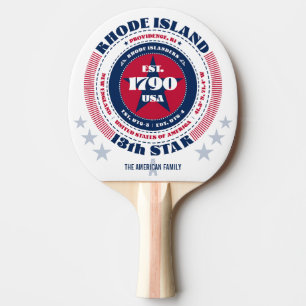 Rhode Island Pride Circular Typography Monogram Ping Pong Paddle