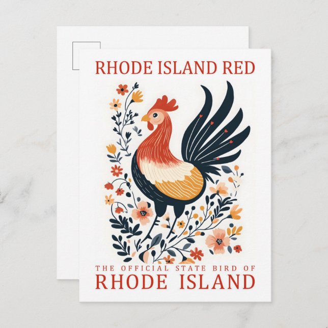 Rhode Island Red Bird of Rhode Island Travel Postcard (Front/Back)