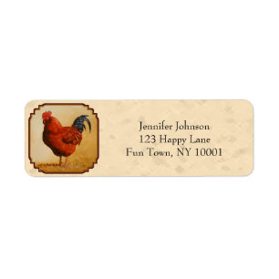 Rhode Island Red Chicken Beige Return Address Label