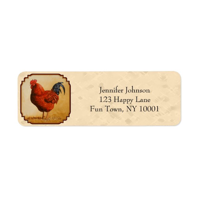 Rhode Island Red Chicken Beige Return Address Label (Front)