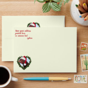 Rhode Island Red Chicken Heart Wreath Christmas Envelope