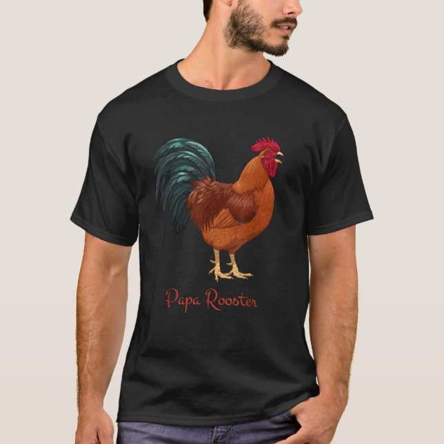 Rhode Island Red Chicken Papa Rooster Bird Lovers  T-Shirt (Front)