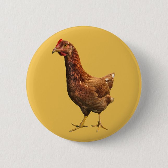 Rhode Island Red Hen Chicken Button (Front)