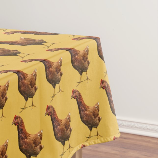 Rhode Island Red Hen Chicken Tablecloth (In Situ)